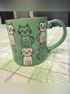 Green Cat Ceramic Mug by Spectrum Designz